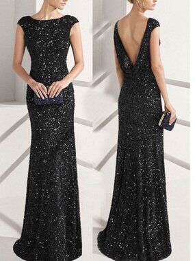 Black Sequin Evening Dress